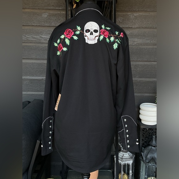Scully Sugar Skulls Pearl Snap Western Vintage Shirt Floral Day Of The Dead S - Picture 5 of 11